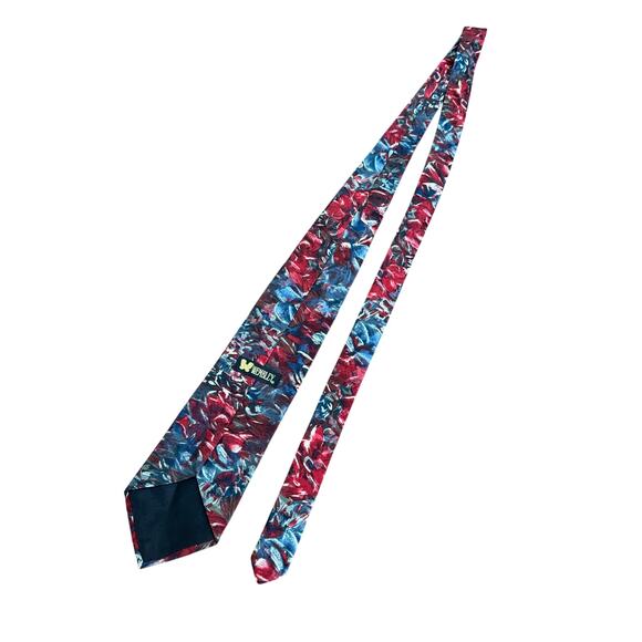 Wembley VINTAGE Jacquard Red White Gray Abstract Floral Rose Men's Tie - Picture 6 of 7